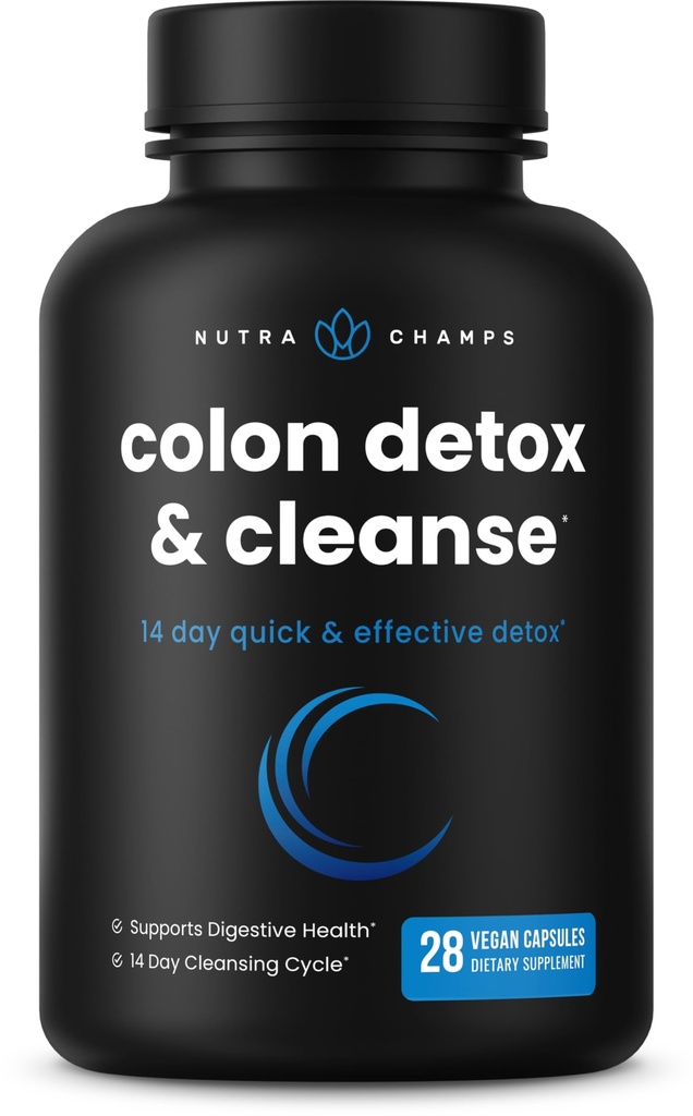 NutraChamps Colon Cleanse & Detox für Gewichtsverlust [14 Tage Schnellreiniger] Sichere & effektive Formel mit probiotischen & Verdauungsenzymen für Verstopfungsrelief