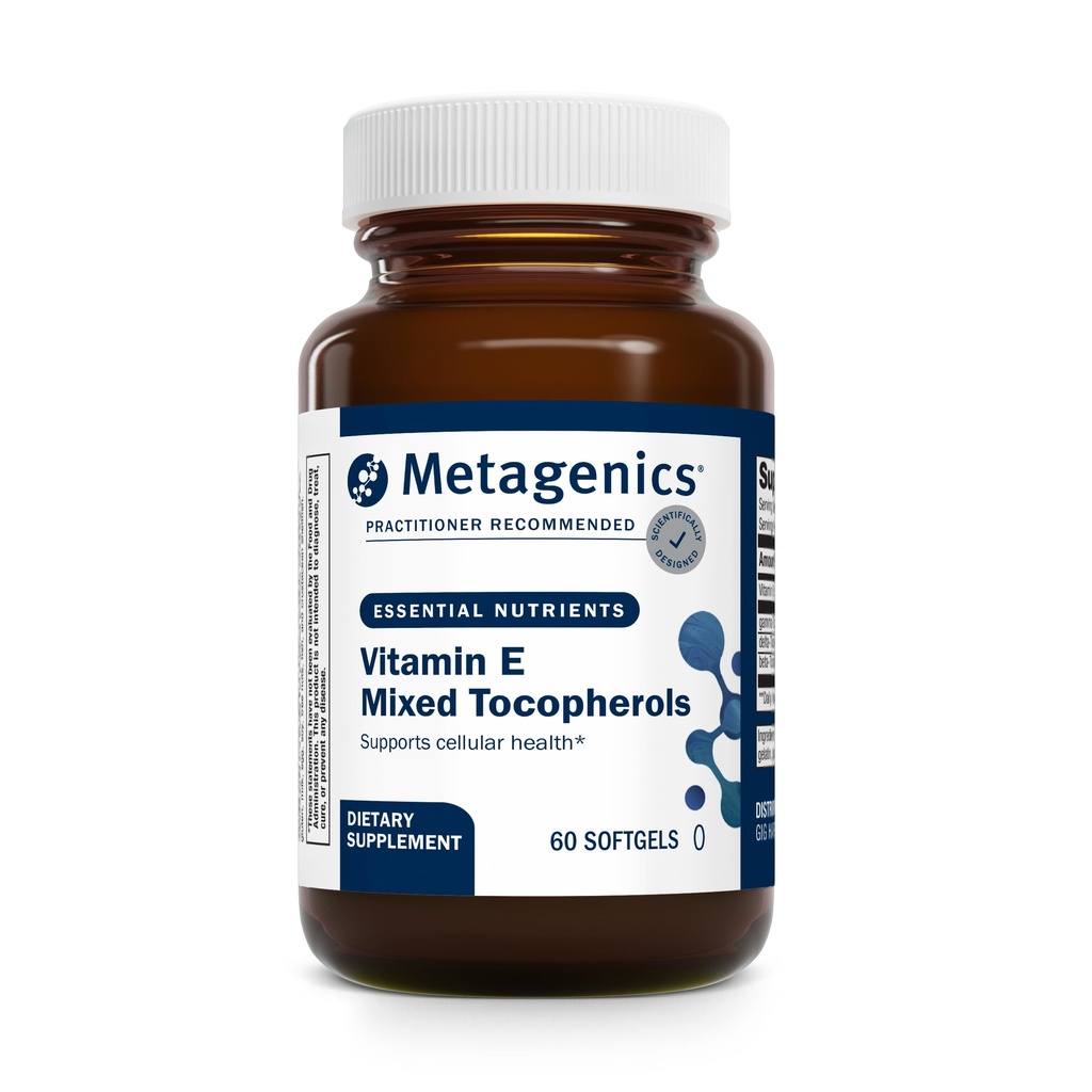 Metagenics Vitamin E Tocoferoli Misti - Supplemento Antiossidante ad alta potenza con Alfa & Gamma Tocoferoli - Supporta Cuore, Immune & Cellular Health - Non-GMO, Gluten-Free - 60 Softgels
