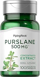 Piping Rock Purslane Blatt Ergänzung | 500mg | 100 Kapseln | Pflanzen Saatgut Extrakt | Portulaca Oleracea | Non-GMO, Glutenfrei