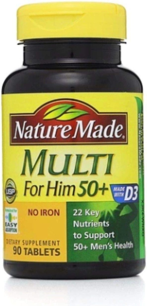 Natur gemacht Multi für ihn 50+ Nahrungsergänzung Tabletten 90 ea (Pack von 4)