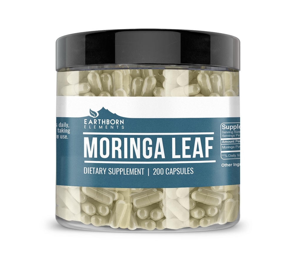 Éléments terriens Moringa 200 capsules, pures et non diluées, sans additifs