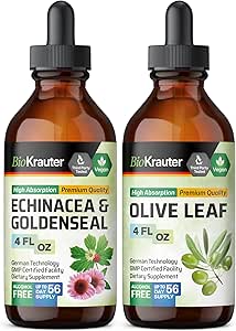 BIO KRAUTER Echinacea con Goldenseal Tincture 4 Fl. Oz. & Olive Leaf Tincture 4 Fl. Oz.