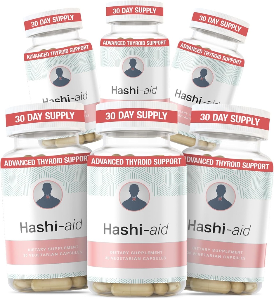 IBDassistTM Hashi Aid Schilddrüse Unterstützung für Frauen und Männer - Schilddrüsen-Ergänzung für Hashimoto's Disease & Hypothyroidism* - mit Ashwagandha, Selen, Zink, essentielle Vitamine & More - 30 Kapseln (6 Packung)