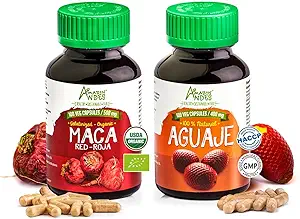 Red Maca Root und Aguaje Capsules für Frauen l Bio weibliche Gesundheitsergänzung l Strong Hormone Regulator Pack l Andes