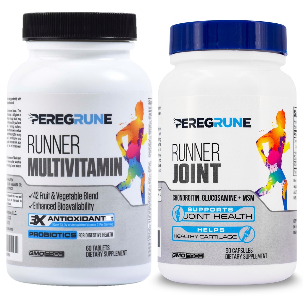 Runner Multivitamin & Joint Support Supplement – Antiossidanti, Vitamina B Complex, Probiotici per Salute, Energia, Endurance, Recupero - Glucosamina Chondroitin, MSM – GMP Running Supplements