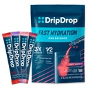 DripDrop Hydration Packets - Juicy Variety Pack - Single Serve Electrolytes Powder Drink Mix - Uva, Fruit Punch, Strawberry Lemonade, Cherry - Non-GMO, Gluten Free, Vegan - 16 Sticks