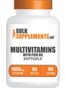 BulkSupplements.com Multivitamin Softgels - Daily Multivitamin, Multimineral Supplement, per Adulti con Fish Oil - Gluten Free, 1 Softgel per Serving, 90 Count (Pack of 1)