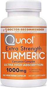 Qunol curcuma curcuma curcuma supplemento, curcuma 1000mg con ultra alto assorbimento, supplemento di supporto congiunto, capsule erboriche ad alta resistenza, 2 mesi di alimentazione, 120 conteggio (pacchetto di 1)