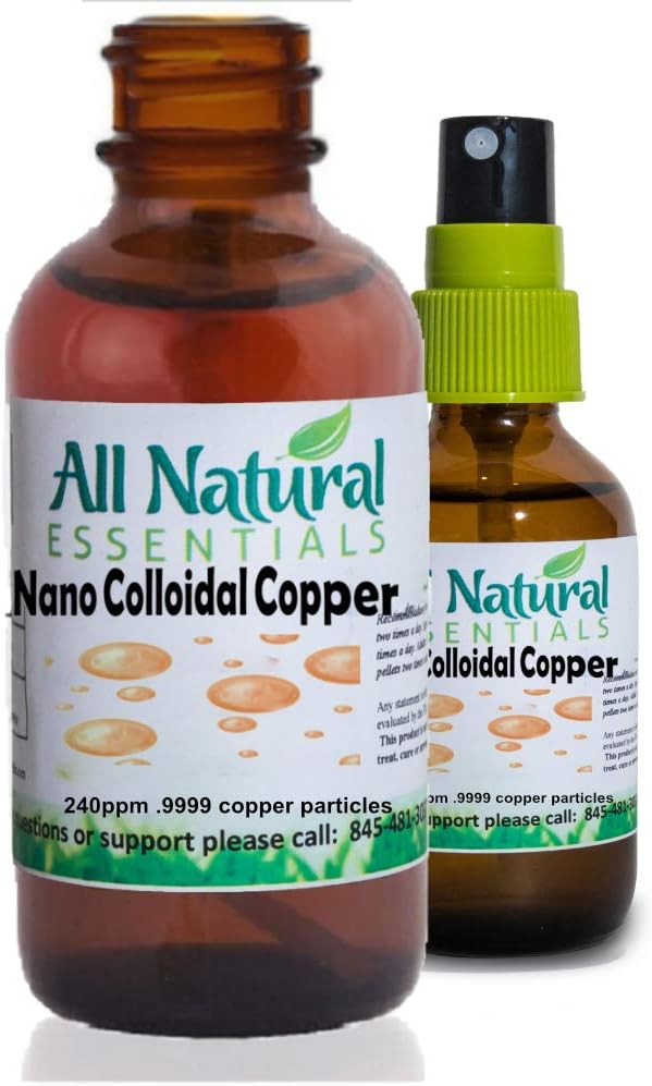 Nano kolloidale Mineralien Supplement flüssiges kolloidales Kupfer Mineral 2oz 240ppm Flasche Kosher Zertifiziert alle natürlichen für Erwachsene, Männer, Frauen, Kinder (Spray)