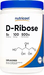 Nutricost D-Ribose Powder 500 Grammi - 5000mg Per Serving, Non OGM (500 G (2 Confezione)