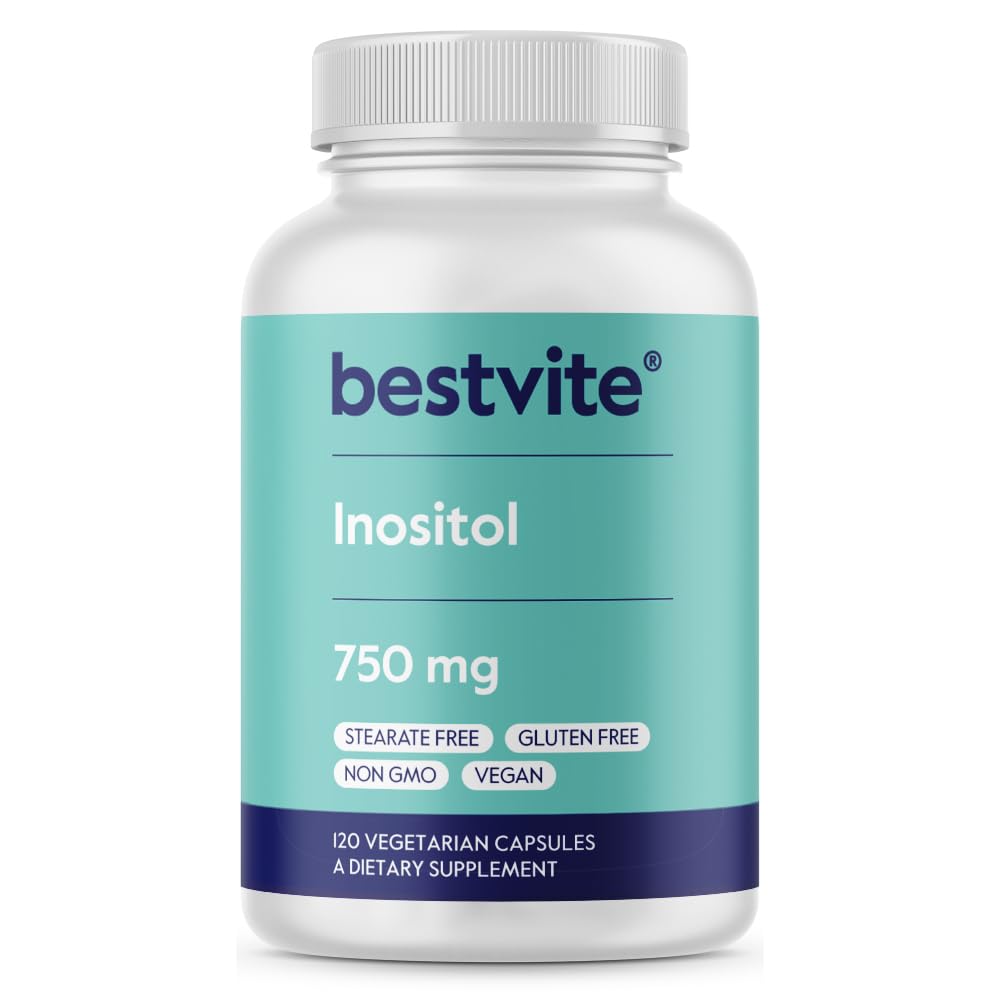 BESTVITE Inositol 750 mg als Myo Inositol (120 vegetarische Kapseln) - No Stearates - Vegan - Non GMO - Glutenfrei