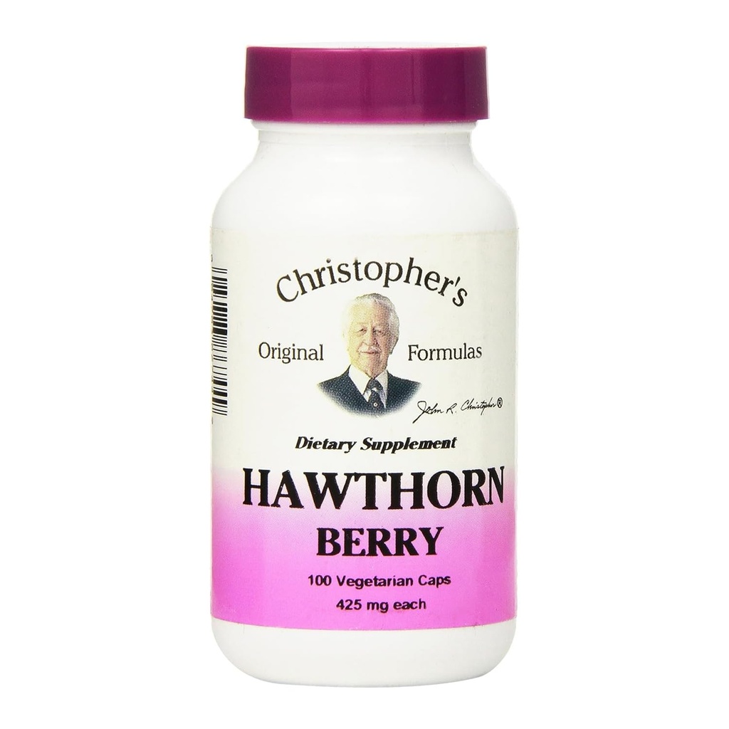 Christopher's Original Formulas Hawthorn Berry Capsule, Integratore di erbe per il benessere cardiovascolare, 100 Capsule