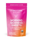 Dolci al mattino della cicogna rosa, caramelle di zenzero organico Mango Ginger con vitamina B6 per la malattia del mattino, malattia di movimento, bruciore di stomaco prenatale - gravidanza deve avere - 30 gocce strappate