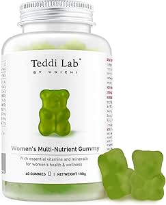 Gomma Multi-Nutriente di Unichi Donna, 18 Vitamine e Minerali Essenziali Progettato appositamente per le donne, Non OGM, Lime Flavour, 60 Conte