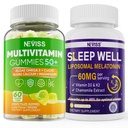 NEVISS Women & Men's 50+ Multivitamin Gummy und Melatonin 60mg Bundle