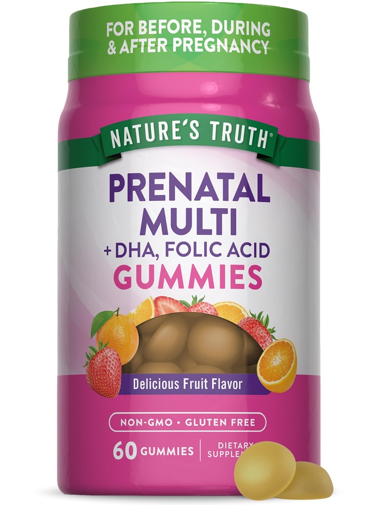 Nature's Truth Prenatal Multivitamin Gummis | mit DHA & Folsäure | 60 Graf | Frucht Geschmack | Non-GMO & Gluten Kostenlose Ergänzung