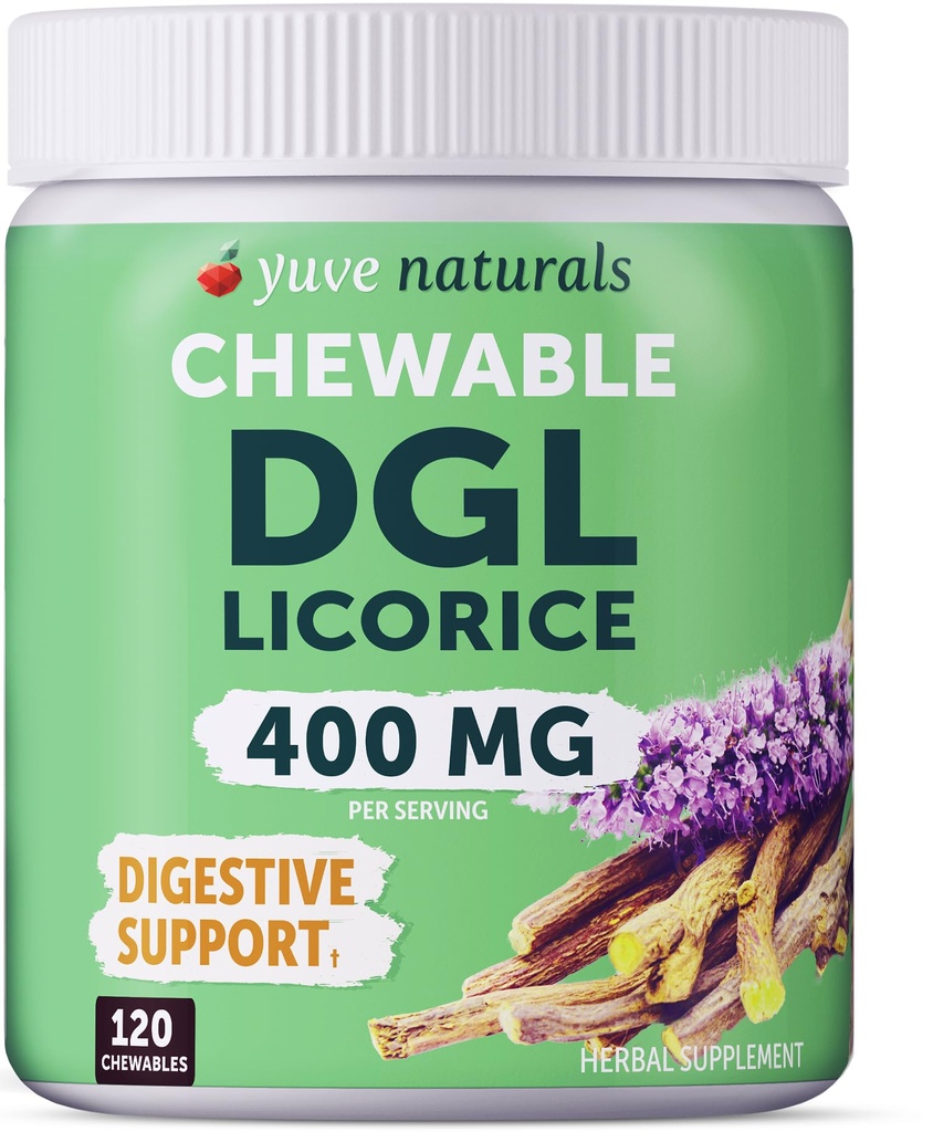 Comprimés de réglisse de la DGL à ultra-pure croustillante 4000 mg – Relief stomac, Gut et intestinal – Formule de reflux acide naturel – 10:1 Extrait de racine de réglisse déglycyrhizée – 120 croustilles