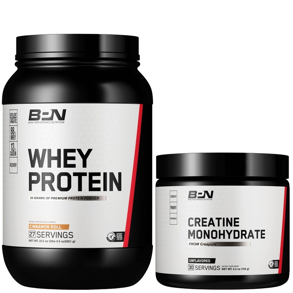 BARE PERFORMANCE NUTRITION BPN Whey Cinnamon Roll Protein + Creatina Bundle