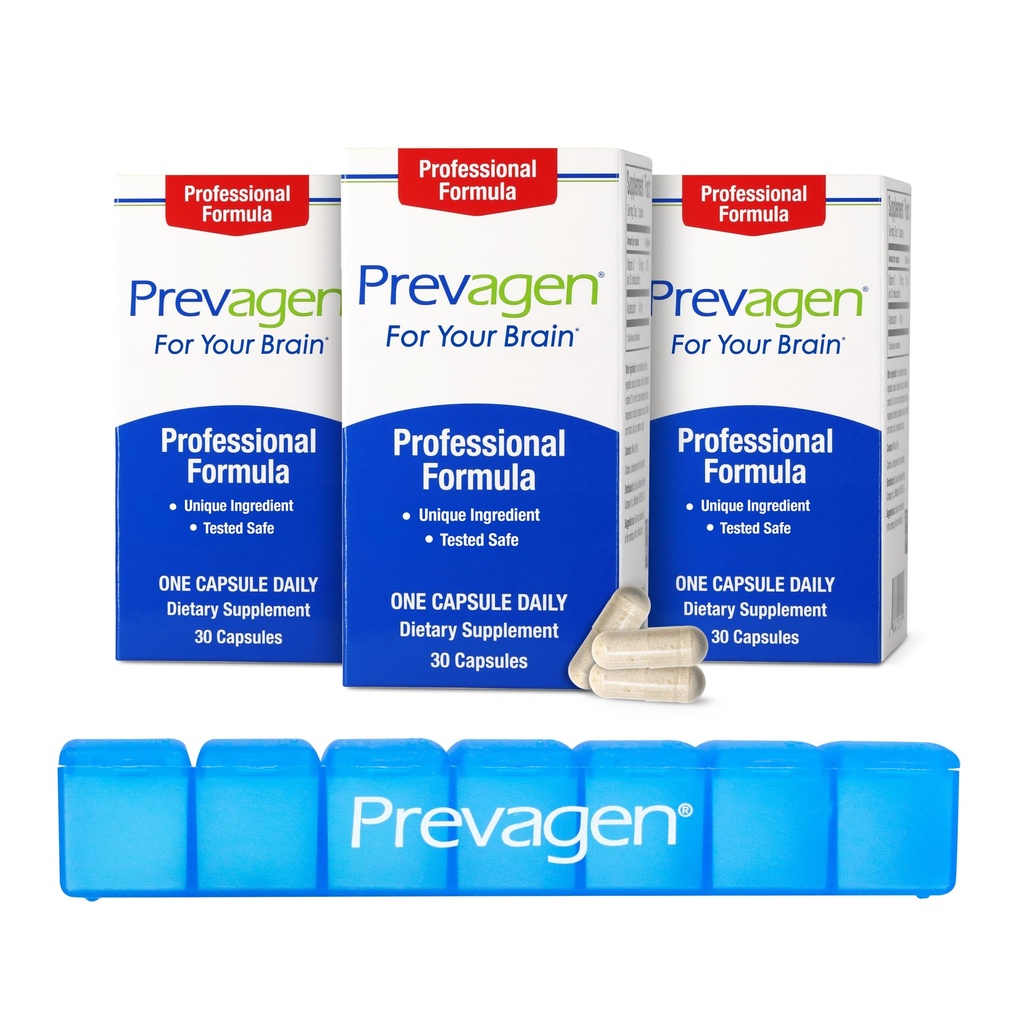 Prevagen Professional Formula - 90 Capsule (3 mesi di fornitura) | Formulato per il vostro cervello | 40mg di Apoaequorin Plus Vitamina D3 con 7-Day Pill Minder