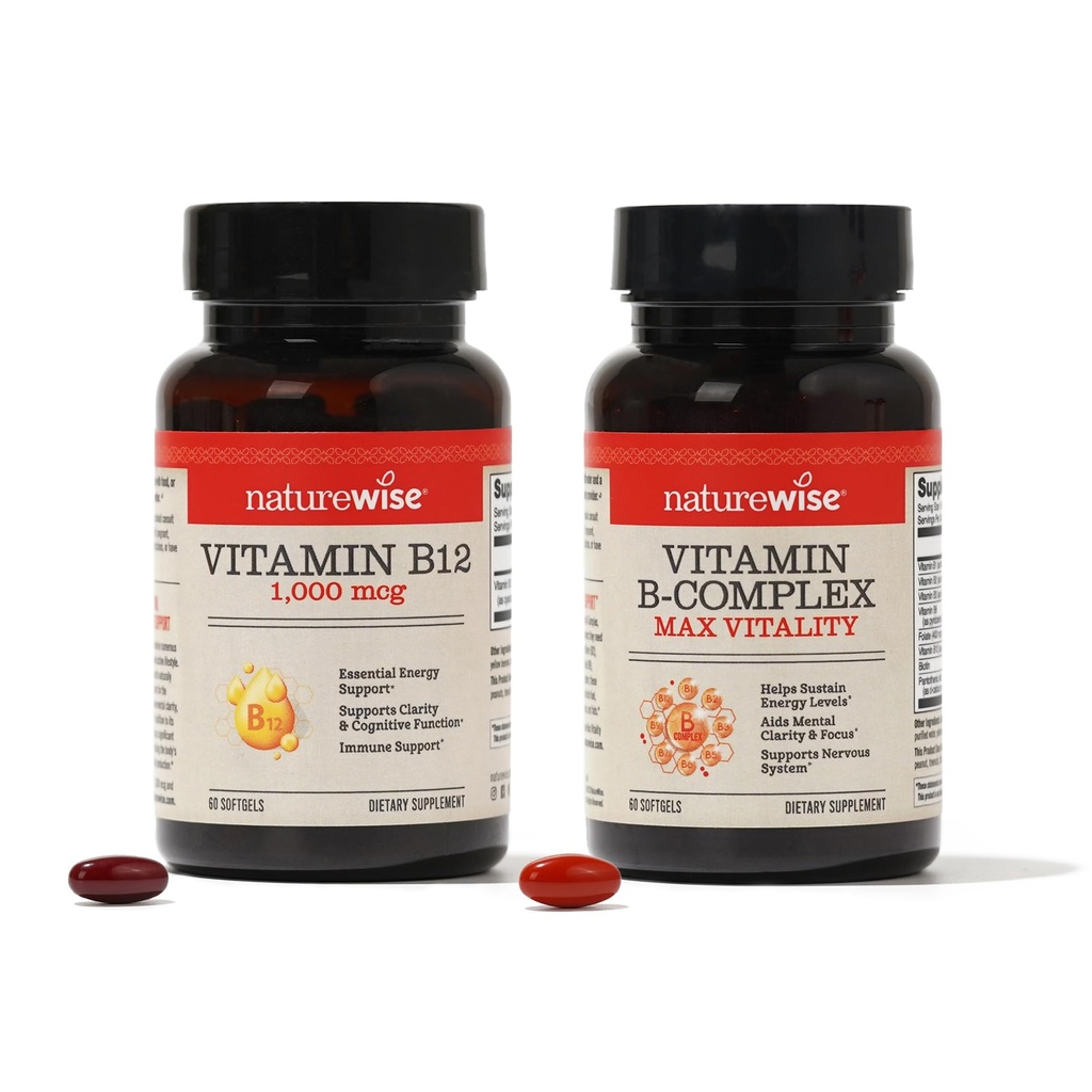 NatureWise Vitamin B12 1.000 mcg und Vitamin B Komplex für Zelluläre Energie, Psychische Klarheit, maximale Vitalität - 60 Softgels Jede