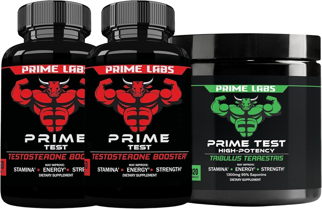 Prime Labs Prime Test Testosteron Booster (60 ct, 2-Pack) + Tribulus Terrestris (120 ct)
