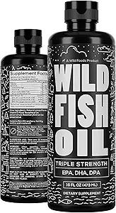 Wild Foods Liquid Omega 3 Fish Oil Supplement, Lemon, 16 oz (1 pk) | Wild Caught, Burpless, Odorless, Non-GMO, Gluten Free | DPA, DHA, EPA Triple Strength & Joint Nutrition for Women & Men