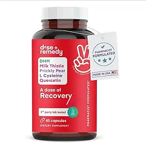 Una dose di Recovery|Liver Detox | Made in USA | USDA | Supporto per l'idratazione del mattino migliore Flush asiatico | Dihydromyricetin DHM, Quercetin, vitamina B, cardo del latte, | (45 pillole)