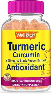 WellYes curcumina curcumina gommoni con pepe nero - supporto antiossidante e digestivo - salute della pelle e funzione immunitaria - Vegan, Non OGM - 60 conte