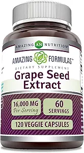 Erstaunliche Formeln Trauben Seed 800 Mg Extrakt (20:1) | 16000 Mg Equivalent | Veggie Kapseln | Non-GMO | Gluten-Free | Made in USA (240 Count)