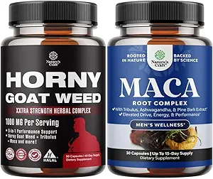 Bundle of Horny Goat Weed für Männer mit Black Maca Root, Tongkat Ali, Saw Palmetto & Panax Ginseng Extract und Maca Root Capsules - Kräuter Wellness Supplement mit Sibirische Ginseng Ashwagandha