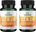 Swanson Vitamin D Complex mit Vitaminen D2 & D3 - Kompletter Sonnenschein Vitamin Complex für Knochen, Zahn- und Immungesundheit - Vitamin Supplement (50 mcg, 60 Veggie Kapseln) (2 Pack)