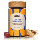 JUGO Focus + SUPERFOODS | Ashwagandha Gummies con vitamina D3 & Superfruit Blend | 40 Count Plant - Based Adaptogen Gummies | Gelatin-Free, Non-OGM, Made in USA