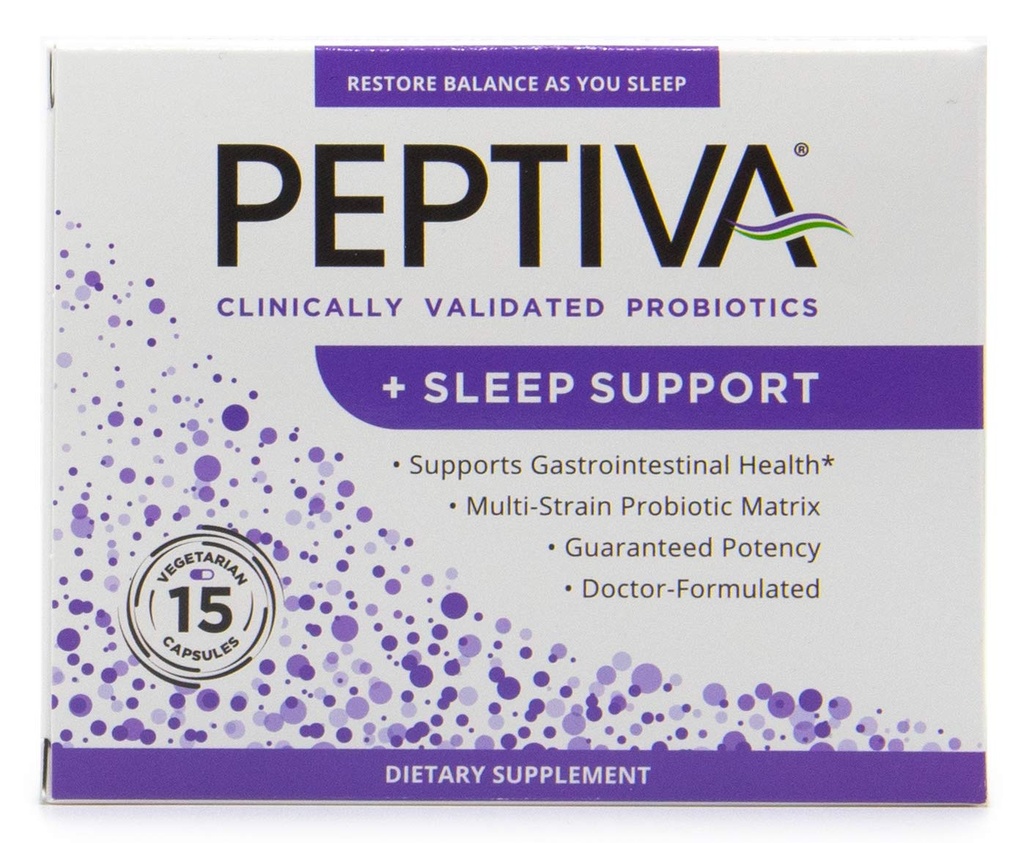 Peptiva 26 miliardi di CFU Probiotico e Sonno - Clinicamente convalidato Probiotico Multi-Straina - Lactobacillus e Bifidobacterium, Melatonina - 15 Conte