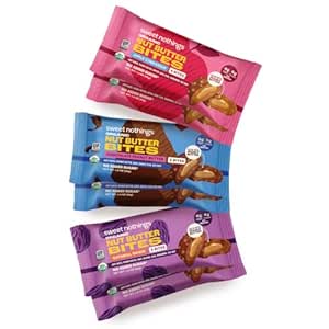 Sweet Nothings, Variety Pack: Schokolade, Apfel Zimt und Oatmeal Raisin, USDA Organic Nut Butter Bites Protein 6-2 Bite Value Packs (2 von jedem Geschmack) - No Added Sugar
