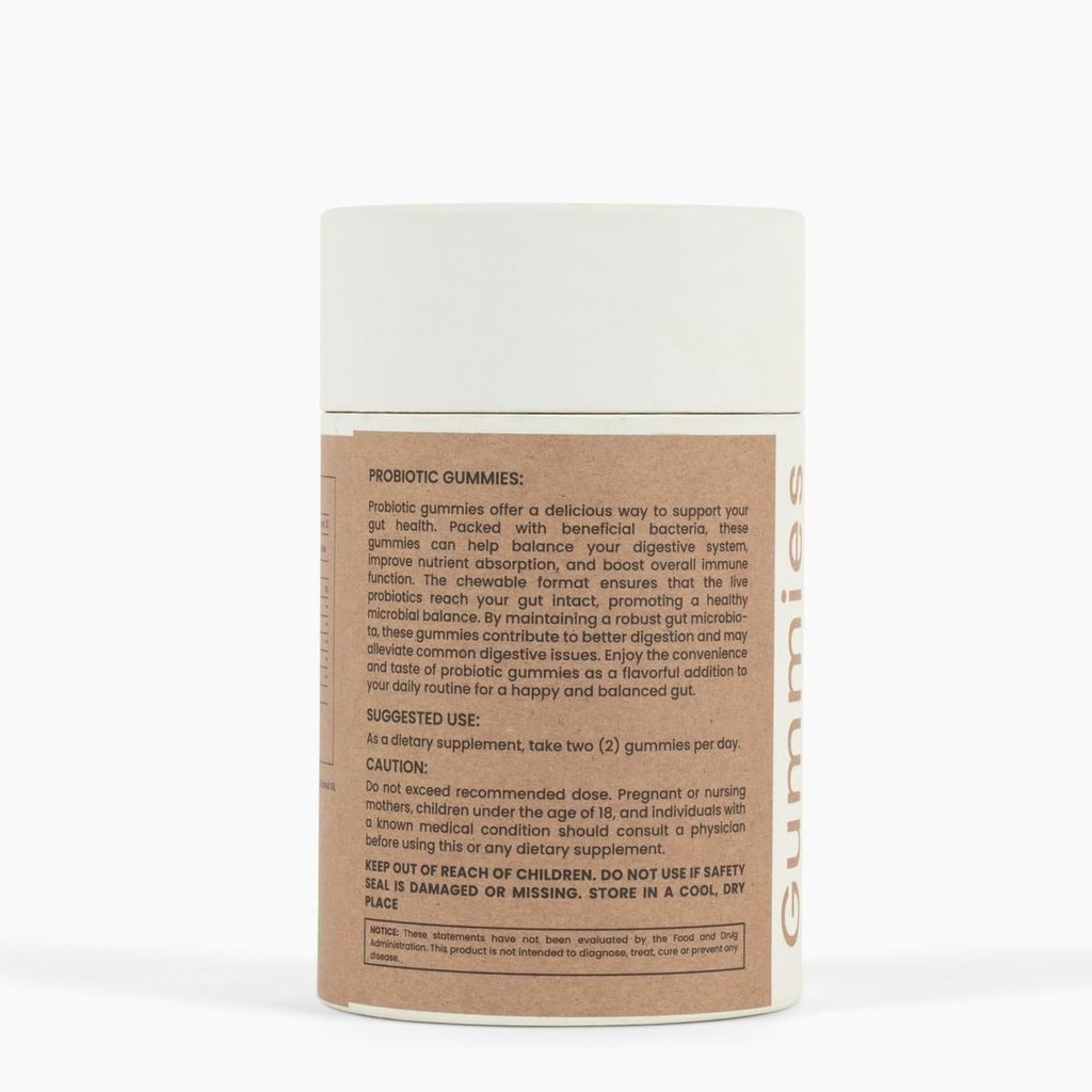 Probiotici 2B CFU con fibra + limone Balm + Chicory Root Fiber - Debloat Gummies (Vegan Probiotic Gummies)