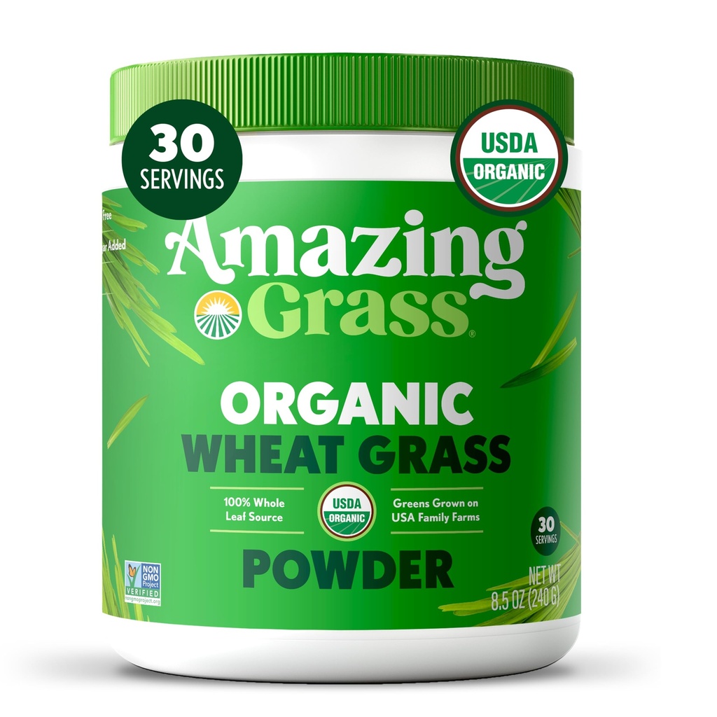 Erstaunliches Gras Weizengraspulver: 100 % Vollblättriges Weizengraspulver für Energie, Detox & Immunitätsunterstützung, Chlorophyll Providing Greens, 30 Portionen