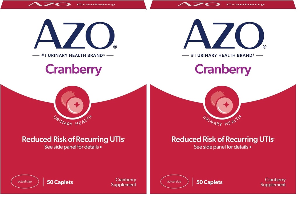 AZO Cranberry Urinary Tract Supplément santé, 1 portion : 1 verre de jus de canneberge, pilules sans sucre, 50 comtes (paquet de 2)