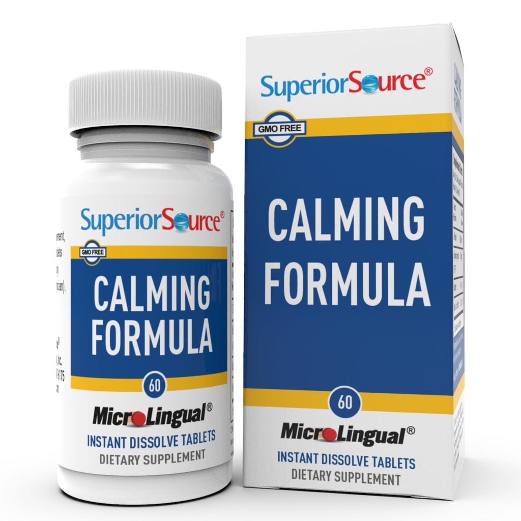 Formula di calma della fonte superiore, L-teanina, melatonina, sotto la lingua rapidamente dissolvere le compresse microLingual, 60 Ct, 5-HTP per una maggiore conversione della serotonina, supporto del sonno, non OGM