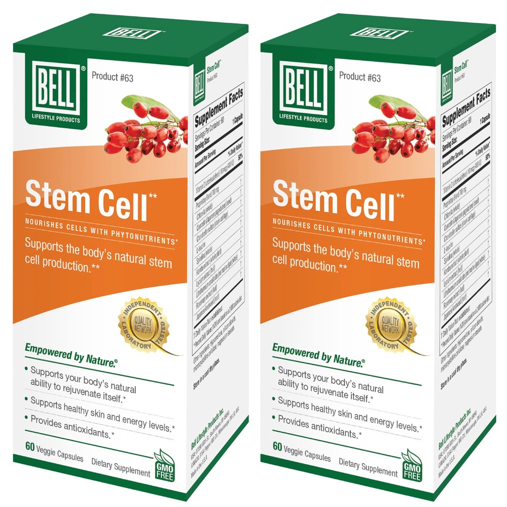 Bell Stem Cell Supplements - Unterstützt die natürliche Fähigkeit Ihres Körpers, um herausgewebte Zellen und verjüngtes Gewebe zu ersetzen | Celulas Madres, Packung von 2 | 60 Kapseln Jede