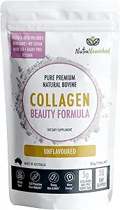 Nutra Nourished Collagen Beauty Formula Unflavored - The Secret to Glowing and Youthful Skin - Peptidi di collagene per la salute della pelle - Integratore di collagene di invecchiamento sano (225g)