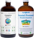 LIQUIDHEALTH Complete Multiple & Prenatal/Postnatal Multiple Liquid Vitamin Bundle - Adult Daily Multivitamins for Men & Women, Supporto immunitario, Vitamine di gravidanza per mamma & Baby - USA Made, Vegan