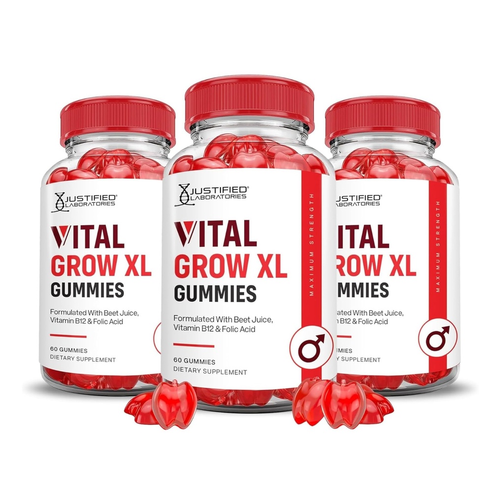 Laboratoires justifiés (3 Pack Vital Grow XL Performance Gummies 1000MG Formule avancée élaborée avec ACV Pomegranate Beet Juice Powder B12 Vegan Non OGM 180 Gummys