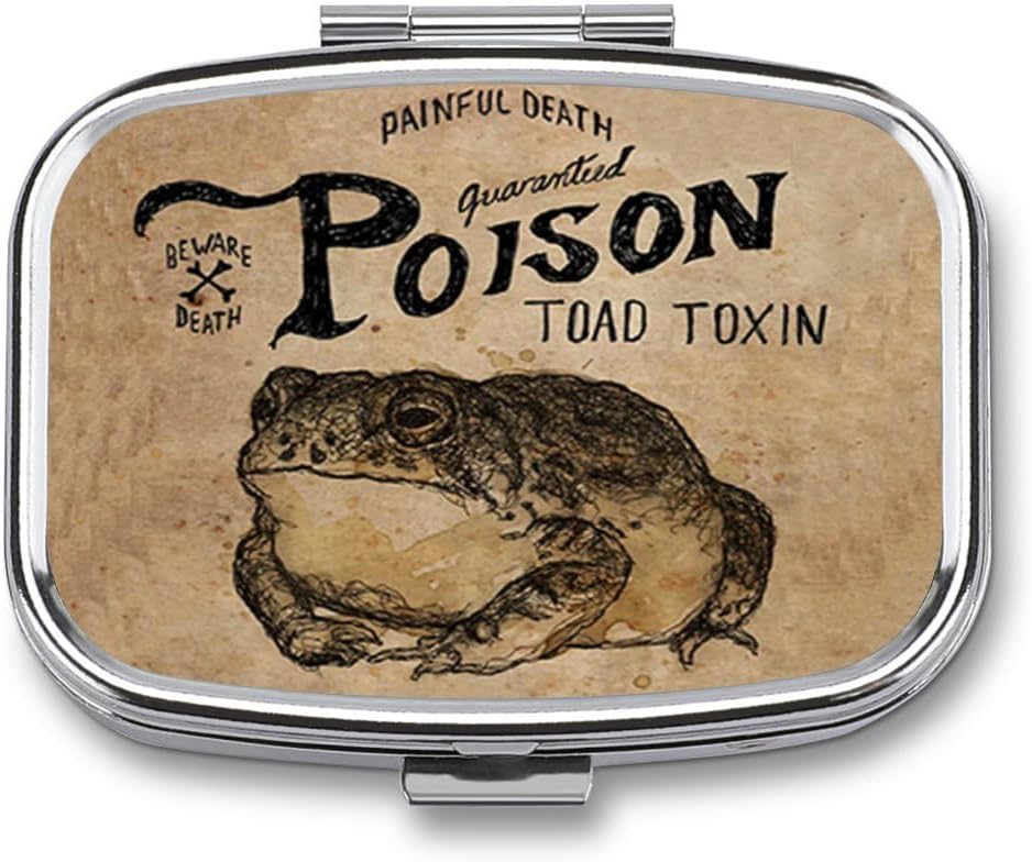 Metal 2 Compartiment Pill Organizer Travel Friendly Portable Compact Pill Box Cute Pill Case pour tenir les vitamines, huile de poisson, suppléments, médicaments, tablette pour la purée, poche. (Grog à Poison)