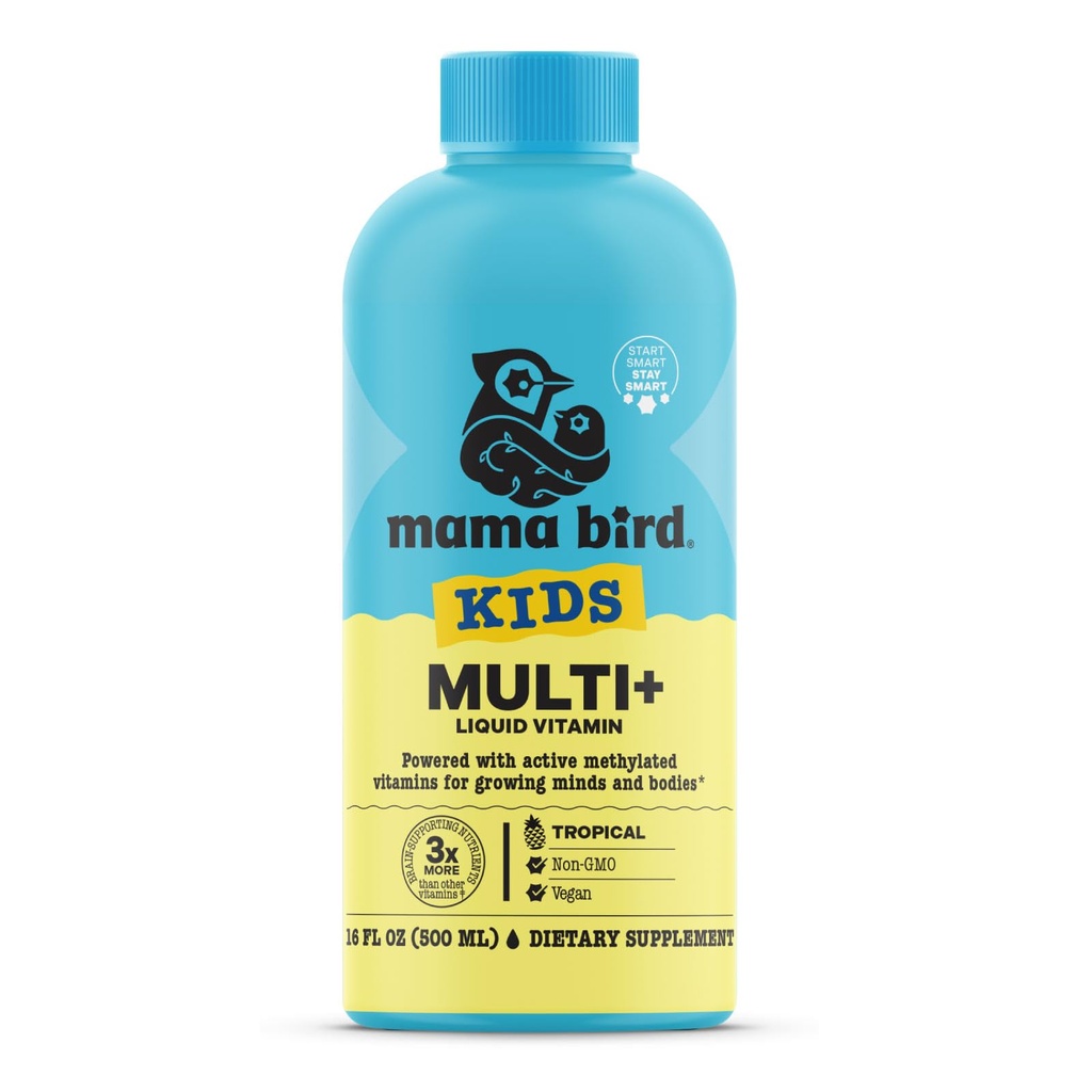 Best Nest Wellness Kids Multi Plus - Brain Health Support Supplement für Kinder - Flüssiges Multivitamin mit methylierten Vitaminen - Nahrungsergänzungsmittel Immungesundheit - Tropical Flavor, 16 fl oz