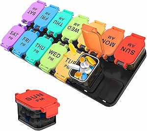 Extra Large Weekly Pill Organizer - 7 giorni AM/PM Pill Box, Twice a Day XL Pill Container per vitamine e integratori, Airtight & Detachable Design, Ideale per la gestione quotidiana dei farmaci