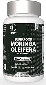 Bio Moringa Kapseln | Green Moringa Blatt Ergänzung für Energie, Stoffwechsel und Immununterstützung – 60 Kapseln, Natürliche Superfood