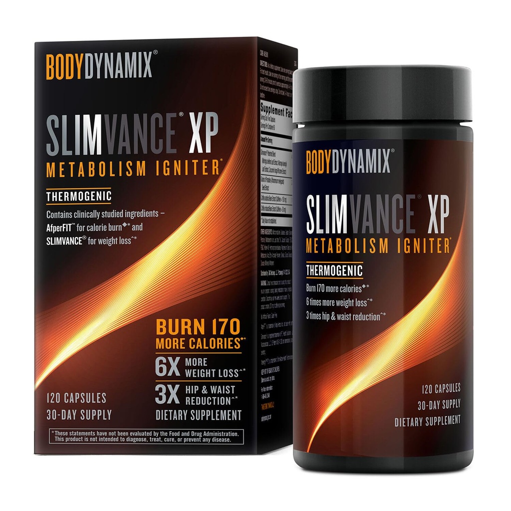 Slimvance XP Metabolism Igniter, Botanische Diät-Unterstützung, Fortgeschrittene thermogenic, Brennen Sie mehr Kalorien, Gewicht & Fett Verlust, Energie, Fokus, für Männer & Frauen, Proven Ingredients & Caffeine, 120 Count, 30 SVG