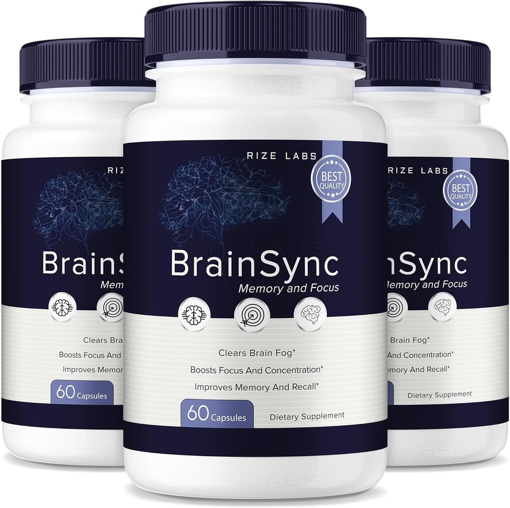 rize labs - BrainSync Capsules – Daily Focus & Clarity Formula mit einer Balanced Blend für Alertness und Memory Support | Einfache Tabletten für den täglichen Gebrauch (180 Kapseln)