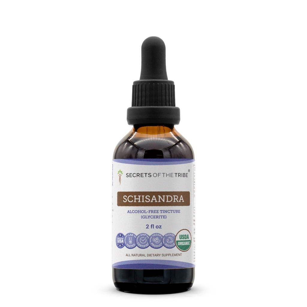 Segreti della Tribe Schisandra USDA Organic | Estratto privo di alcool, Gocce di erbe ad alta potenza | Realizzati con Schisandra organica certificata al 100% (Schisandra Chinensis)