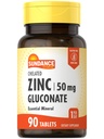 Sundance Zink Ergänzung 50mg | 90 Tabletten | Chelat Essential Mineral | Vegetarisch, Non-GMO und Glutenfrei